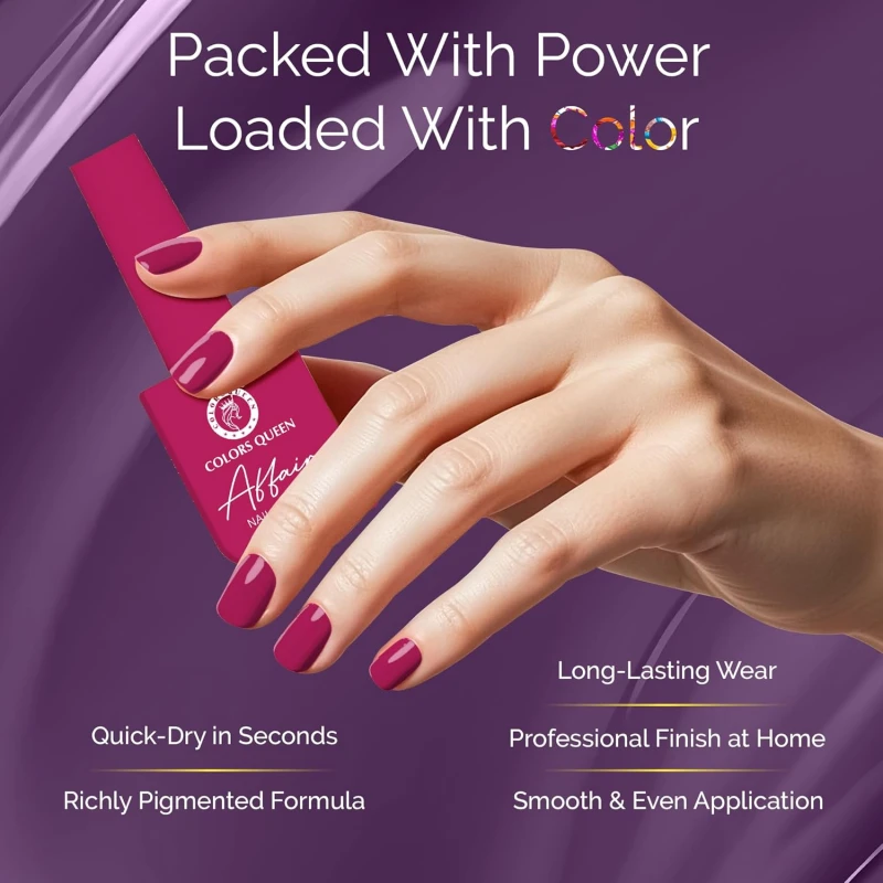 Colors Queen Affair Nail Polish - 55 - Barbie, 13ml | Rich Pigmentation, Quick Drying, Long Lasting Nail Paint | Chip Resistant, No Harmful Chemicals, Semi Matte Nail Polish for Women thumbnail 3